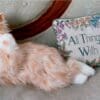 Katten Molly i orange sammen med sofapude