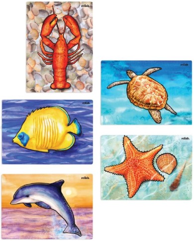 Aquapaint malerier med motiver fra havet